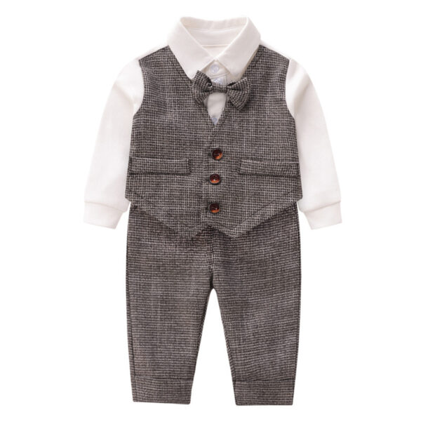 Baby gentleman’s dress bow tie romper dress