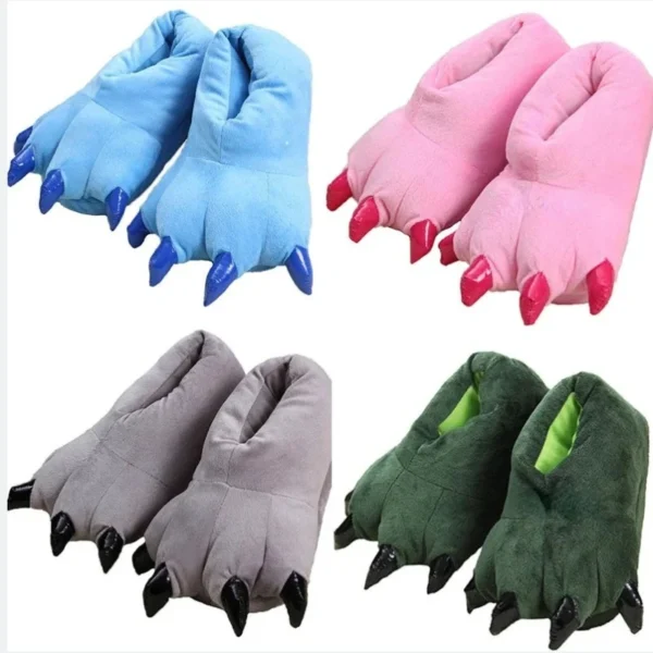 Blue Animal Paw Slippers For Boy Girl Unisex Kids Cute Monster Claw Slippers Cartoon Soft Plush Warm Home Slippers Child Shoes