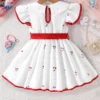 2025 Summer New Girls Infant Floral Print Dress Breathable Baby Princess Dress 0-3 Years Cool Short Sleeve Outfit