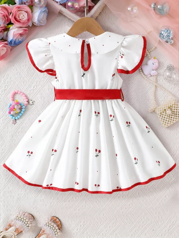 2025 Summer New Girls Infant Floral Print Dress Breathable Baby Princess Dress 0-3 Years Cool Short Sleeve Outfit
